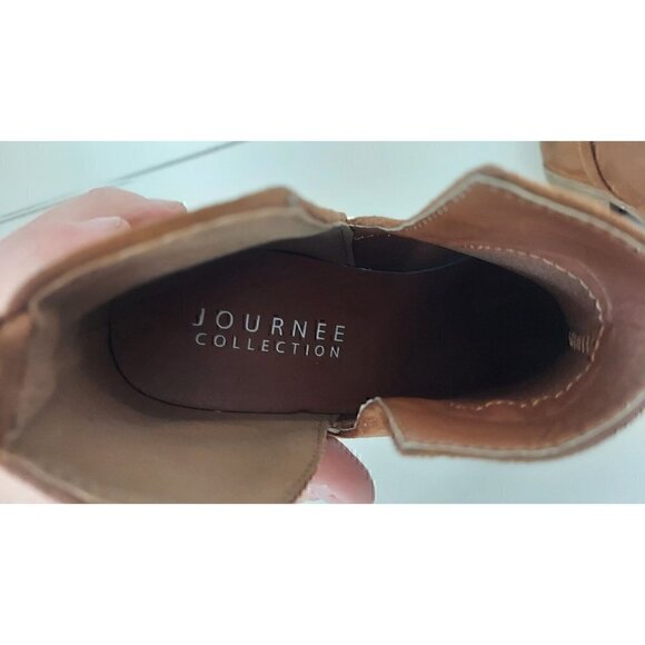 WOMEN'S JOURNEE COLLECTION CAMEL RIMI SIDE SLIT BOOTIES/NWOB, SIZE 8 - Picture 8 of 10